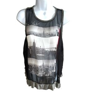 Mango Jeans Racerback Gray “New York” Top - XS